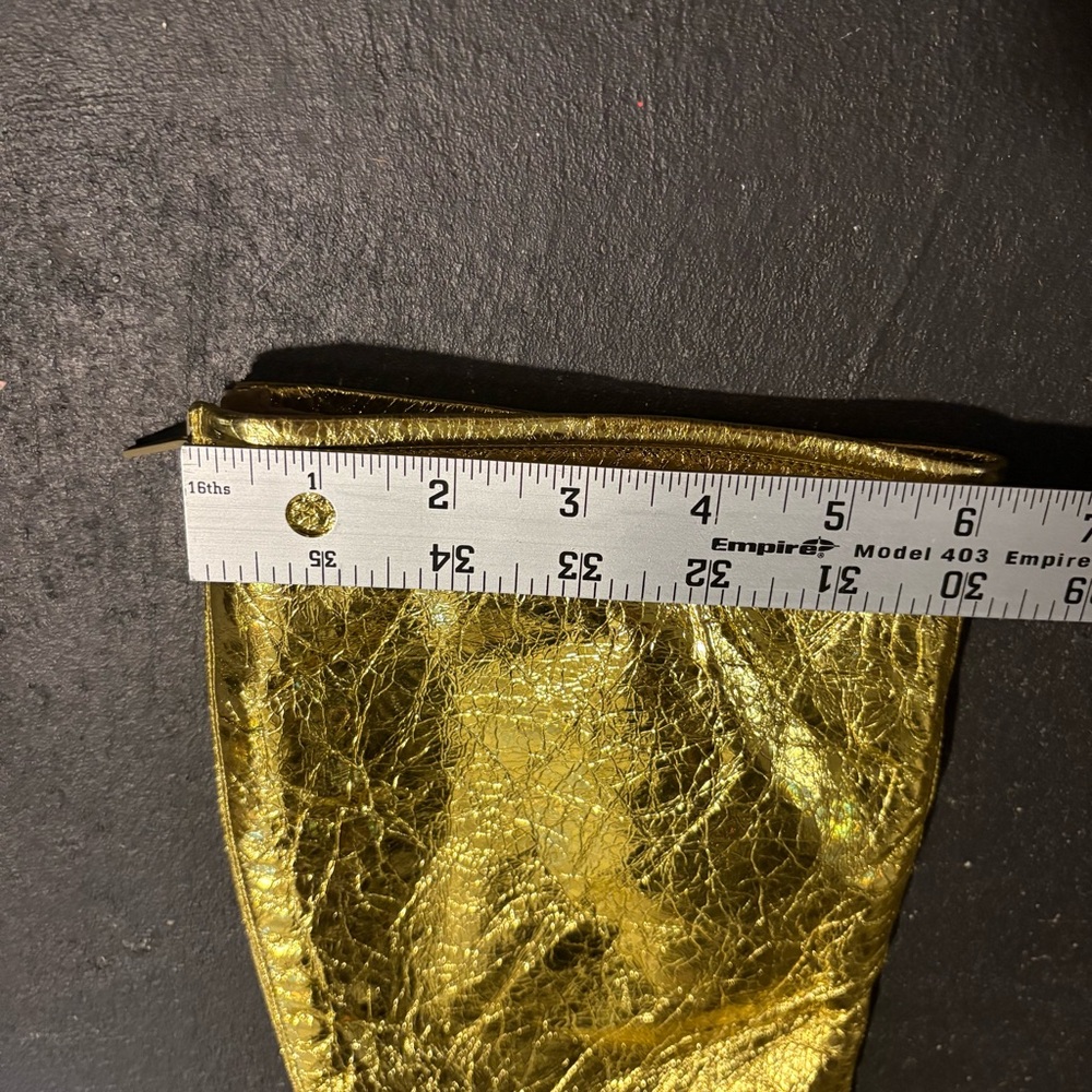 Dries Van Noten Gold Metallic Leather Statement Knee Boots Sz 36.5 - Picture 15 of 16
